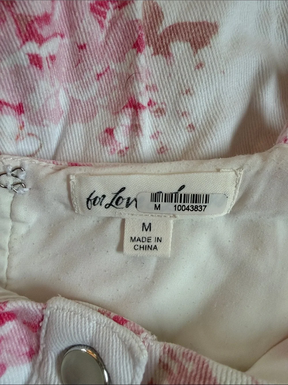 For Love & Lemons Weston Floral Denim Mini Dress Medium White Pink